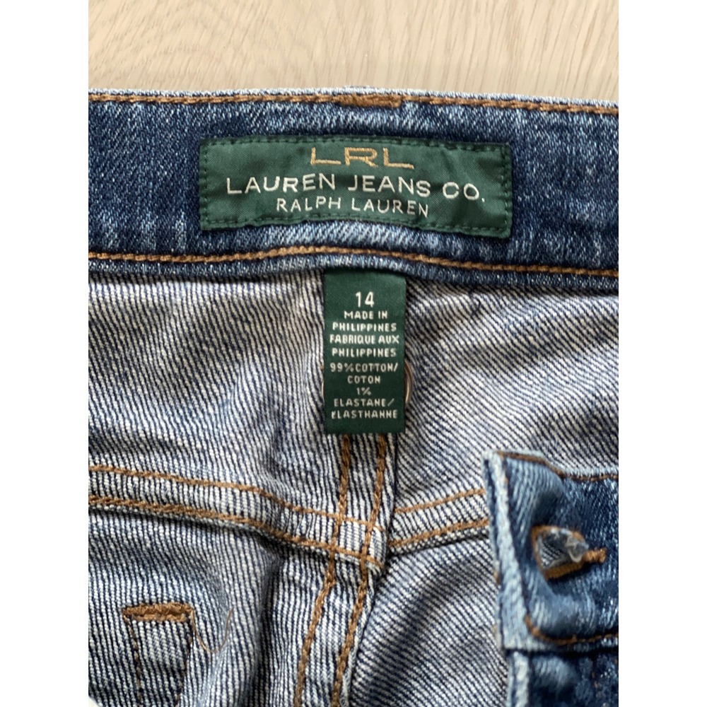 Lauren Ralph Lauren Jeans Co Straight Leg Blue Denim Jeans Women Size 14 Stretch - Picture 3 of 6